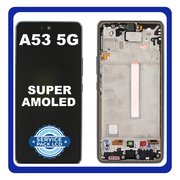 Γνήσια Original Samsung Galaxy A53 5G, GalaxyA53 5G (SM-A536B, SM-A536B/DS) Super AMOLED LCD Display Screen Assembly Οθόνη + Touch Screen Digitizer Μηχανισμός Αφής + Frame Bezel Πλαίσιο Σασί Black Μαύρο GH82-28024A GH97-28025A (Service Pack By Samsung)
