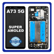 Γνήσια Original Samsung Galaxy A73 5G, GalaxyA73 5G (SM-A736B, SM-A736B/DS) Super AMOLED LCD Display Screen Assembly Οθόνη + Touch Sreen Digitizer Μηχανισμός Αφής + Frame Bezel Πλαίσιο Σασί Black Μαύρο GH82-28884A GH82-28686A (Service Pack By Samsung)
