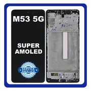 Γνήσια Original Samsung Galaxy M53 5G, GalaxyM53 5G (SM-M536B, SM-M536B/DS) Super AMOLED LCD Display Screen Assembly Οθόνη + Touch Screen Digitizer Μηχανισμός Αφής + Frame Bezel Πλαίσιο Σασί Black Μαύρο GH82-28812A GH82-28895A (Service Pack By Samsung)