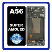 Γνήσια Original Samsung Galaxy A56 5G (SM-A566V, SM-A566B) Super AMOLED LCD Display Screen Assembly Οθόνη + Touch Screen Digitizer Μηχανισμός Αφής + Frame Bezel Graphite GH82-36829A​​​ (Service Pack By Samsung)