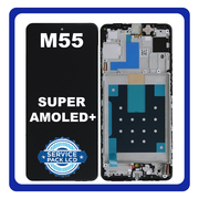 Γνήσια Original Samsung Galaxy M55 5G (SM-M556B, SM-M556B/DS) Super AMOLED+ LCD Display Screen Assembly Οθόνη + Touch Screen Digitizer Μηχανισμός Αφής + Frame Bezel Dark Blue GH81-25791A (Service Pack By Samsung)