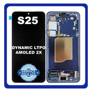 Γνήσια Original Samsung Galaxy S25 5G (SM-S931B, SM-S931B/DS) Dynamic LTPO AMOLED 2X LCD Display Screen Assembly Οθόνη + Touch Screen Digitizer Μηχανισμός Αφής + Frame Bezel Πλαίσιο Σασί Navy Blue Μπλε GH82-36329D​ (Service Pack By Samsung)