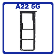 Γνήσιο Original Samsung Galaxy A22 5G A226 (SM-A226B, SM-A226B/DS, SM-A226B/DSN) SIM Card Tray Cover Assy + Micro SD Tray Slot Υποδοχέας Βάση Θήκη Κάρτας SIM Κάλυμμα Black Μαύρο GH81-20741A (Service Pack By Samsung)