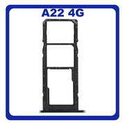 Γνήσια Original Samsung Galaxy A22 4G ​, Galaxy A 22 4G (SM-A225F, SM-A225F/DS) SIM Card Tray + Micro SD Tray Slot Υποδοχέας Βάση Θήκη Κάρτας SIM Black Μαύρο GH98-46654A (Service Pack By Samsung)
