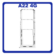 Γνήσια Original Samsung Galaxy A22 4G , Galaxy A 22 4G (SM-A225F, SM-A225F/DS) SIM Card Tray + Micro SD Tray Slot Υποδοχέας Βάση Θήκη Κάρτας SIM White Άσπρο GH98-46654B​ (Service Pack By Samsung)
