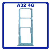 Γνήσια Original Samsung Galaxy A32 4G (SM-A325F, SM-A325F/DS, SM-A325M, SM-A325N) SIM Card Tray + Micro SD Tray Slot Υποδοχέας Βάση Θήκη Κάρτας SIM Awesome Blue Μπλε GH98-46409C​ (Service Pack By Samsung)