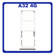 Γνήσια Original Samsung Galaxy A32 4G (SM-A325F, SM-A325F/DS, SM-A325M, SM-A325N) SIM Card Tray + Micro SD Tray Slot Υποδοχέας Βάση Θήκη Κάρτας SIM Awesome White Άσπρο GH98-46409B​ (Service Pack By Samsung)
