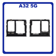 Γνήσια Original Samsung Galaxy A32 5G, A 32 5G (SM-A326B, SM-A326B/DS) SIM Card Tray + Micro SD Tray Slot Υποδοχέας Βάση Θήκη Κάρτας SIM Awesome Black Μαύρο GH63-19393A​ (Service Pack By Samsung)