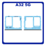 Γνήσια Original Samsung Galaxy A32 5G, A 32 5G (SM-A326B, SM-A326B/DS) SIM Card Tray + Micro SD Tray Slot Υποδοχέας Βάση Θήκη Κάρτας SIM Awesome Blue Μπλε GH63-19393C​ (Service Pack By Samsung)