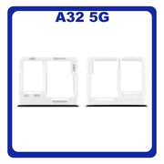 Γνήσια Original Samsung Galaxy A32 5G, A 32 5G (SM-A326B, SM-A326B/DS) SIM Card Tray + Micro SD Tray Slot Υποδοχέας Βάση Θήκη Κάρτας SIM Awesome White Άσπρο GH63-19393B​ (Service Pack By Samsung)