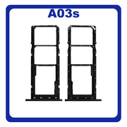 Γνήσια Original Samsung Galaxy A03s (SM-A037G, SM-A037U​) SIM Card Tray + Micro SD Tray Slot Υποδοχέας Βάση Θήκη Κάρτας SIM Black Μαύρο GH81-21254A (Service Pack By Samsung)