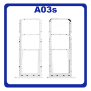 Γνήσια Original Samsung Galaxy A03s (SM-A037G, SM-A037U​) SIM Card Tray + Micro SD Tray Slot Υποδοχέας Βάση Θήκη Κάρτας SIM White Άσπρο GH81-21257A (Service Pack By Samsung)