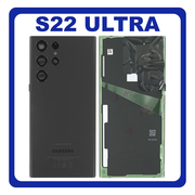 &Gamma;&nu;ή&sigma;&iota;&alpha; Original Samsung Galaxy S22 Ultra 5G (SM-S908B, SM-S908B/DS, SM-S908) Rear Back Battery Cover &Pi;ί&sigma;&omega; &Kappa;ά&lambda;&upsilon;&mu;&mu;&alpha; &Kappa;&alpha;&pi;ά&kappa;&iota; &Pi;&lambda;ά&tau;&eta; &Mu;&pi;&alpha;&tau;&alpha;&rho;ί&alpha;&sigmaf; + Camera Lens &Tau;&zeta;&alpha;&mu;ά&kappa;&iota; &Kappa;ά&mu;&epsilon;&rho;&alpha;&sigmaf; Phantom Black &Mu;&alpha;ύ&rho;&omicron; GH82-27457A (Service Pack By Samsung)