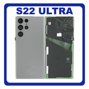Γνήσια Original Samsung Galaxy S22 Ultra 5G (SM-S908B, SM-S908B/DS, SM-S908) Rear Back Battery Cover Πίσω Κάλυμμα Καπάκι Πλάτη Μπαταρίας + Camera Lens Τζαμάκι Κάμερας Graphite Γκρι GH82-27457E (Service Pack By Samsung)
