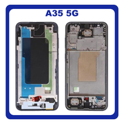 HQ OEM Συμβατό για Samsung Galaxy A35 5G (SM-A356E, SM-A356E/DS) LCD Front Housing LCD Middle Frame Bezel Plate Μεσαίο Πλαίσιο Navy Black Μαύρο (Premium A+)