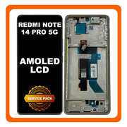 Γνήσια Original Xiaomi Redmi Note 14 Pro 5G (24090RA29G) AMOLED LCD Display Screen Assembly Οθόνη + Touch Screen Digitizer Μηχανισμός Αφής + Frame Bezel Πλαίσιο Σασί Blue Μπλε 56002500O1600 (Service Pack By Xiaomi)