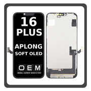 HQ OEM Συμβατό Με iPhone 16 Plus , iPhone16 Plus (A3290, A3082, A3289, A3291) APLONG SOFT OLED LCD Display Screen Assembly Οθόνη + Touch Screen Digitizer Μηχανισμός Αφής Black Μαύρο (Premium A+) (Lifetime Warranty Για Συνεργατες B2B)
