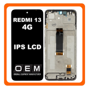 HQ OEM Συμβατό Με Xiaomi Redmi 13 4G, Redmi13 4G (2404ARN45A, 24040RN64Y) IPS LCD Display Screen Assembly Οθόνη + Touch Screen Digitizer Μηχανισμός Αφής + Frame Bezel Πλαίσιο Σασί Black Μαύρο (Premium A+)
