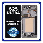 Γνήσια Original Samsung Galaxy S25 Ultra (SM-S938B, SM-S938B/DS) Dynamic LTPO AMOLED 2X LCD Display Screen Assembly Οθόνη + Touch Screen Digitizer Μηχανισμός Αφής + Frame Μεσαίο Πλαίσιο Titanium Gray Γκρι GH82-36387A (Service Pack By Samsung)