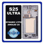Γνήσια Original Samsung Galaxy S25 Ultra (SM-S938B, SM-S938B/DS) Dynamic LTPO AMOLED 2X LCD Display Screen Assembly Οθόνη + Touch Screen Digitizer Μηχανισμός Αφής + Frame Μεσαίο Πλαίσιο Silver Ασημί GH82-36387C (Service Pack By Samsung)