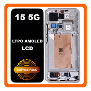 Γνήσια Original Xiaomi 15 5G (24129PN74G, 24129PN74I, 24129PN74C) LTPO AMOLED LCD Display Screen Assembly Οθόνη + Touch Screen Digitizer Μηχανισμός Αφής + Frame Bezel Πλαίσιο Σασί White Άσπρο 560062000O300 (Service Pack By Xiaomi)