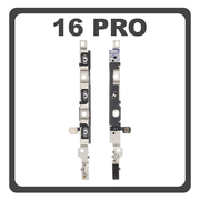 HQ OEM Συμβατό Με Apple iPhone 16 Pro (A3293, A3083, A3292, A3294) Volume Key Buttons Flex Cable Καλωδιοταινία Έντασης Ήχου + Metal Bracket (Premum A+)