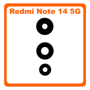 HQ OEM Συμβατό Με Xiaomi Redmi Note 14 5G, Redmi Note14 5G (24094RAD4G) Camera Lens Τζαμάκι Κάμερας Black Μαύρο (Premium A+)