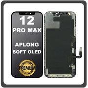 HQ OEM Συμβατό Με Apple iPhone 12 Pro Max, iPhone 12 ProMax (A2411, A2342) APLONG SOFT OLED LCD Display Screen Assembly Οθόνη + Touch Screen Digitizer Μηχανισμός Αφής Diagnosable​ Black Μαύρο (Lifetime Warranty Για Συνεργατες B2B)