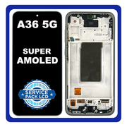 Γνήσια Original Samsung Galaxy A36 5G (SM-A366E, SM-A366E/DS) Super AMOLED LCD Display Screen Assembly Οθόνη + Touch Screen Digitizer Μηχανισμός Αφής + Frame Bezel Σασί Πλαίσιο Black Μαύρο GH82-36841A (Service Pack By Samsung)