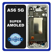 Γνήσια Original Samsung Galaxy A56 5G (SM-A566V, SM-A566B) Super AMOLED LCD Display Screen Assembly Οθόνη + Touch Screen Digitizer Μηχανισμός Αφής + Frame Bezel Light Gray Γκρι GH82-36829B (Service Pack By Samsung)