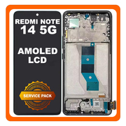 Γνήσια Original Xiaomi Redmi Note 14 5G (24094RAD4G) AMOLED LCD Display Screen Assembly Οθόνη + Touch Screen Digitizer Μηχανισμός Αφής + Frame Bezel Πλαίσιο Σασί Tarnish Black Μαύρο 56002000O1700 (Service Pack By Xiaomi)