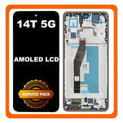 Γνήσια Original Xiaomi 14T 5G (2406APNFAG) AMOLED LCD Display Screen Assembly Οθόνη + Touch Screen Digitizer Μηχανισμός Αφής + Frame Bezel Πλαίσιο Σασί Blue Μπλε 5600050N12A00 (Service Pack By Xiaomi)