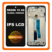 Γνήσια Original Xiaomi Redmi 15 4G (25062RN2DE) Global Version IPS LCD Display Screen Assembly Οθόνη + Touch Screen Digitizer Μηχανισμός Αφής + Frame Bezel Πλαίσιο Σασί Black Μαύρο 560002O19AP00 (Service Pack By Xiaomi)