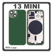 HQ OEM Συμβατό Για Apple iPhone 13 Mini (A2628, A2481) EU Version Rear Back Battery Cover Middle Frame- Housing Πίσω Κάλυμμα Καπάκι Πλάτη Μπαταρίας - Σασί + Side Keys Πλαινά πλήκτρα  + Sim Tray Θήκη Κάρτας Green Πράσινο (Premium A+)