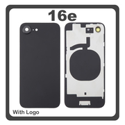 HQ OEM &Sigma;&upsilon;&mu;&beta;&alpha;&tau;ό &Mu;&epsilon; Apple iPhone 16e, iPhone16e (A3212, A3409) Rear Back Battery Cover &Pi;ί&sigma;&omega; &Kappa;ά&lambda;&upsilon;&mu;&mu;&alpha; &Kappa;&alpha;&pi;ά&kappa;&iota; &Pi;&lambda;ά&tau;&eta; &Mu;&pi;&alpha;&tau;&alpha;&rho;ί&alpha;&sigmaf; + Metal Plate + Camera Lens &Tau;&zeta;&alpha;&mu;ά&kappa;&iota; &Kappa;ά&mu;&epsilon;&rho;&alpha;&sigmaf; Black &Mu;&alpha;ύ&rho;&omicron; (Premium A+)