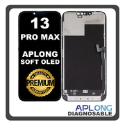 HQ OEM Συμβατό Με Apple iPhone 13 Pro Max (A2643, A2484) APLONG SOFT OLED LCD Display Screen Assembly Οθόνη + Touch Screen Digitizer Μηχανισμός Αφής Diagnosable Black Μαύρο (Premium A+) (Lifetime Warranty Για Συνεργατες B2B)