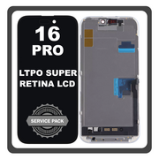 Γνήσια Original Apple iPhone 16 Pro (A3293, A3083) ​LTPO Super Retina XDR OLED LCD Display Screen Assembly Οθόνη + Touch Screen Digitizer Μηχανισμός Αφής Black Μαύρο CH661-42726​ (Service Pack)