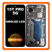 Γνήσια Original Xiaomi 15T Pro 5G (2506BPN68G) AMOLED LCD Display Screen Assembly Οθόνη + Touch Screen Digitizer Μηχανισμός Αφής + Frame Bezel Πλαίσιο Σασί Black Μαύρο 5600040O12U00 (Service Pack By Xiaomi)