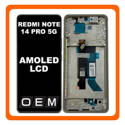 HQ OEM Συμβατό Με Xiaomi Redmi Note 14 Pro 5G (24090RA29G) AMOLED LCD Display Screen Assembly Οθόνη + Touch Screen Digitizer Μηχανισμός Αφής + Frame Bezel Πλαίσιο Σασί Green Πράσινο​ (Premium A+)