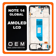 HQ OEM Συμβατό Με Xiaomi Redmi Note 14 4G (24117RN76G, 24117RN76O) Global Version AMOLED LCD Display Screen Assembly Οθόνη + Touch Screen Digitizer Μηχανισμός Αφής + Frame Bezel Πλαίσιο Σασί Black Μαύρο (Premium A+)