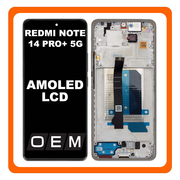 HQ OEM Συμβατό Με Xiaomi Redmi Note 14 Pro Plus 5G, Redmi Note 14 Pro+ 5G (24115RA8EG) AMOLED LCD Display Screen Assembly Οθόνη + Touch Screen Digitizer Μηχανισμός Αφής + Frame Bezel Πλαίσιο Σασί Blue Μπλε (Premium A+)