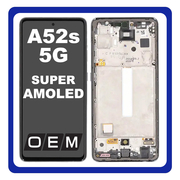 HQ OEM Συμβατό Με Samsung Galaxy A52s 5G (SM-A528B, SM-A528B/DS) Super AMOLED LCD Display Screen Assembly Οθόνη + Touch Screen Digitizer Μηχανισμός Αφής + Frame Bezel Πλαίσιο Σασί Black Μαύρο (Premium A+)