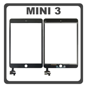 iPad mini 3 (A1599, A1600), Touch Panel Screen Digitizer Μηχανισμός Αφής Black Μαύρο With Adhesive Tape (Ref By Apple)