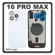 HQ OEM &Sigma;&upsilon;&mu;&beta;&alpha;&tau;ό &Mu;&epsilon; Apple iPhone 16 Pro Max, iPhone 16 ProMax (A3296, A3084) Rear Back Battery Cover Middle Frame - Housing &Pi;ί&sigma;&omega; &Kappa;ά&lambda;&upsilon;&mu;&mu;&alpha; &Kappa;&alpha;&pi;ά&kappa;&iota; &Pi;&lambda;ά&tau;&eta; &Mu;&pi;&alpha;&tau;&alpha;&rho;ί&alpha;&sigmaf; + Camera Lens &Tau;&zeta;&alpha;&mu;ά&kappa;&iota; &Kappa;ά&mu;&epsilon;&rho;&alpha;&sigmaf; + Magsafe + Sim Tray White Titanium Ά&sigma;&pi;&rho;&omicron; (Premium A+)