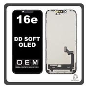 HQ OEM &Sigma;&upsilon;&mu;&beta;&alpha;&tau;ό &Mu;&epsilon; iPhone 16e , iPhone16 e (A3212, A3409) DD SOFT OLED LCD Display Screen Assembly &Omicron;&theta;ό&nu;&eta; + Touch Screen Digitizer &Mu;&eta;&chi;&alpha;&nu;&iota;&sigma;&mu;ό&sigmaf; &Alpha;&phi;ή&sigmaf; Black &Mu;&alpha;ύ&rho;&omicron; (Premium A+)