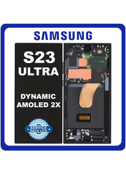 Γνήσια Original Samsung Galaxy S23 Ultra 5G (SM-S918B, SM-S918B/DS) Dynamic AMOLED 2X LCD Display Screen Assembly Οθόνη + Touch Screen Digitizer Μηχανισμός Αφής + Frame Bezel Πλαίσιο Σασί Graphite/Red GH82-30466E (Service Pack) (Asmbld)