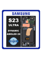 Γνήσια Original Samsung Galaxy S23 Ultra 5G (SM-S918B) Dynamic AMOLED 2X LCD Display Screen Assembly Οθόνη + Touch Screen Digitizer Μηχανισμός Αφής + Frame Bezel Πλαίσιο Σασί Phantom Black Μαύρο GH82-30465A /GH82-30466A (Service Pack By Samsung)