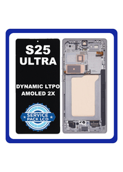 Γνήσια Original Samsung Galaxy S25 Ultra (SM-S938B, SM-S938B/DS) Dynamic LTPO AMOLED 2X LCD Display Screen Assembly Οθόνη + Touch Screen Digitizer Μηχανισμός Αφής + Frame Μεσαίο Πλαίσιο Silver Ασημί GH82-36387C (Service Pack By Samsung)