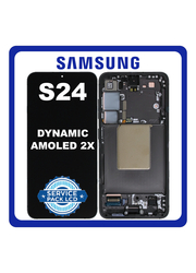 Γνήσια Original Samsung Galaxy S24 5G (SM-S921B, SM-S921B/DS) Dynamic LTPO AMOLED 2X LCD Display Screen Assembly Οθόνη + Touch Screen Digitizer Μηχανισμός Αφής + Frame Bezel Πλαίσιο Σασί Onyx Black Μαύρο GH82-33287A (Service Pack By Samsung)