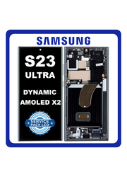 Γνήσια Original Samsung Galaxy S23 Ultra 5G (SM-S918B, SM-S918B/DS) Dynamic AMOLED 2X LCD Display Screen Assembly Οθόνη + Touch Screen Digitizer Μηχανισμός Αφής + Frame Bezel Πλαίσιο Σασί Green Πράσινο GH82-30465C (Service Pack By Samsung)